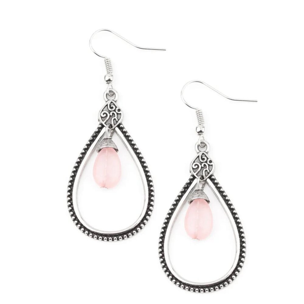 Paparazzi Jewelry - I'll Believe It ZEN I See It - Pink Earrings - Vintage - Picture 2 of 4